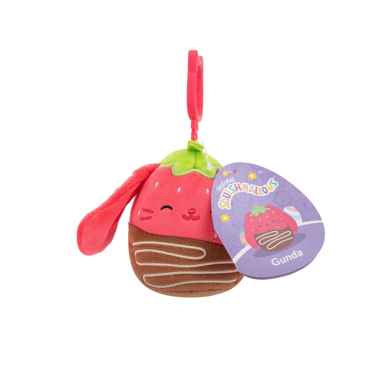Squishmallows Original Gunda the Chocolate Strawberry Easter Bunny Keychain