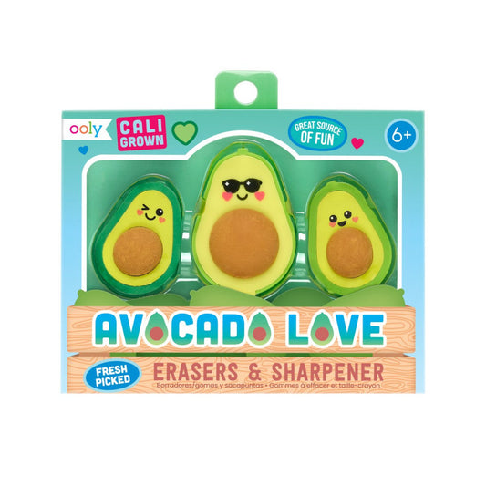 Ooly Avocado Love Eraser & Sharpener - Set of 3 - Little C Land