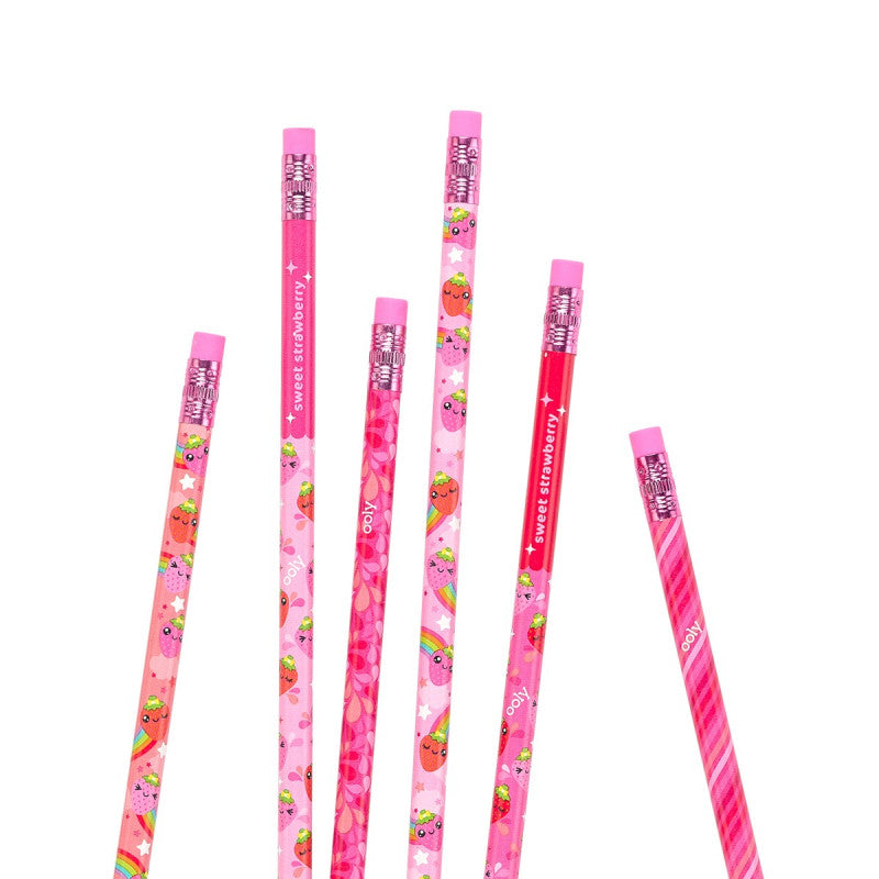 Ooly Lil Juicy Strawberry Scented Pencils - Set of 6 - Little C Land