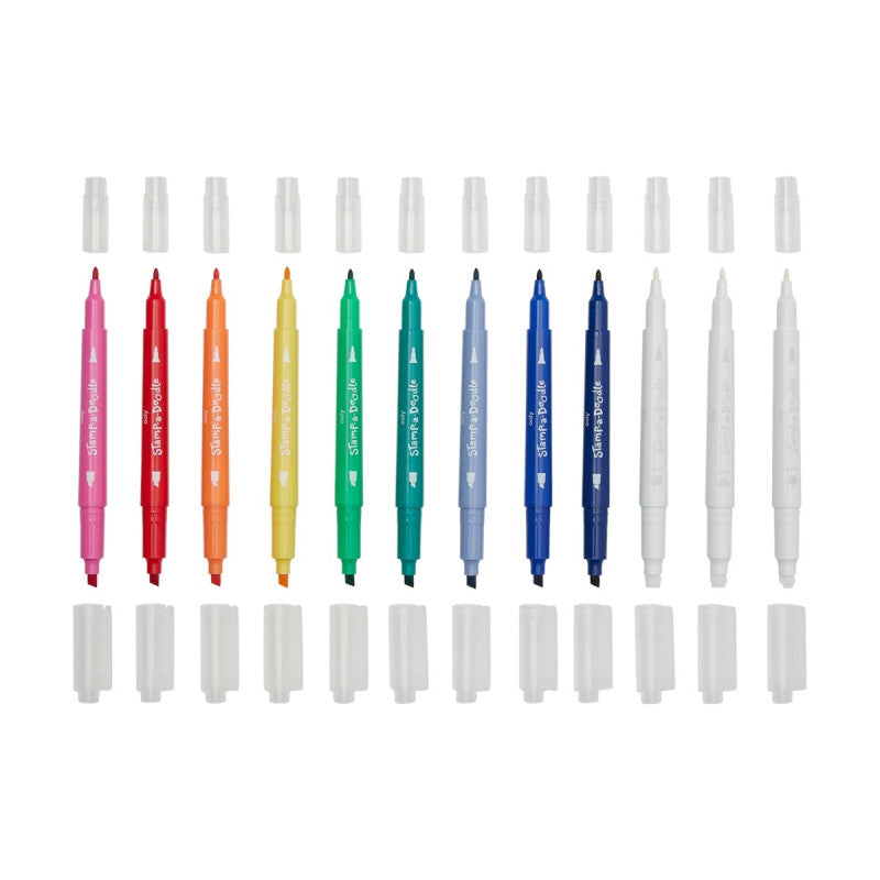 Ooly Stamp-A-Doodle Double-Ended Markers - Set of 12 - Little C Land