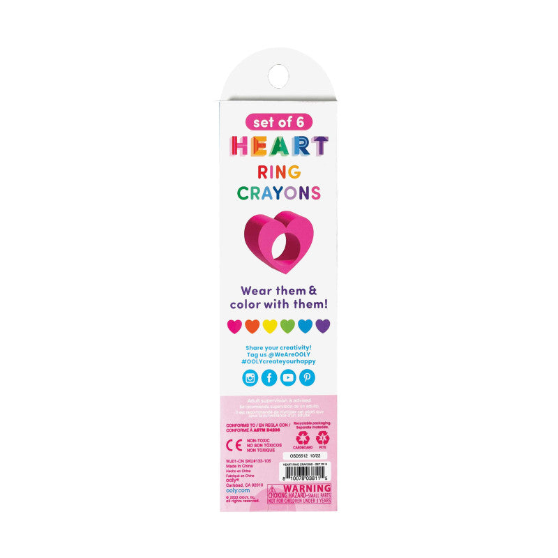 Ooly Heart Ring Crayons - Set Of 6 - Little C Land