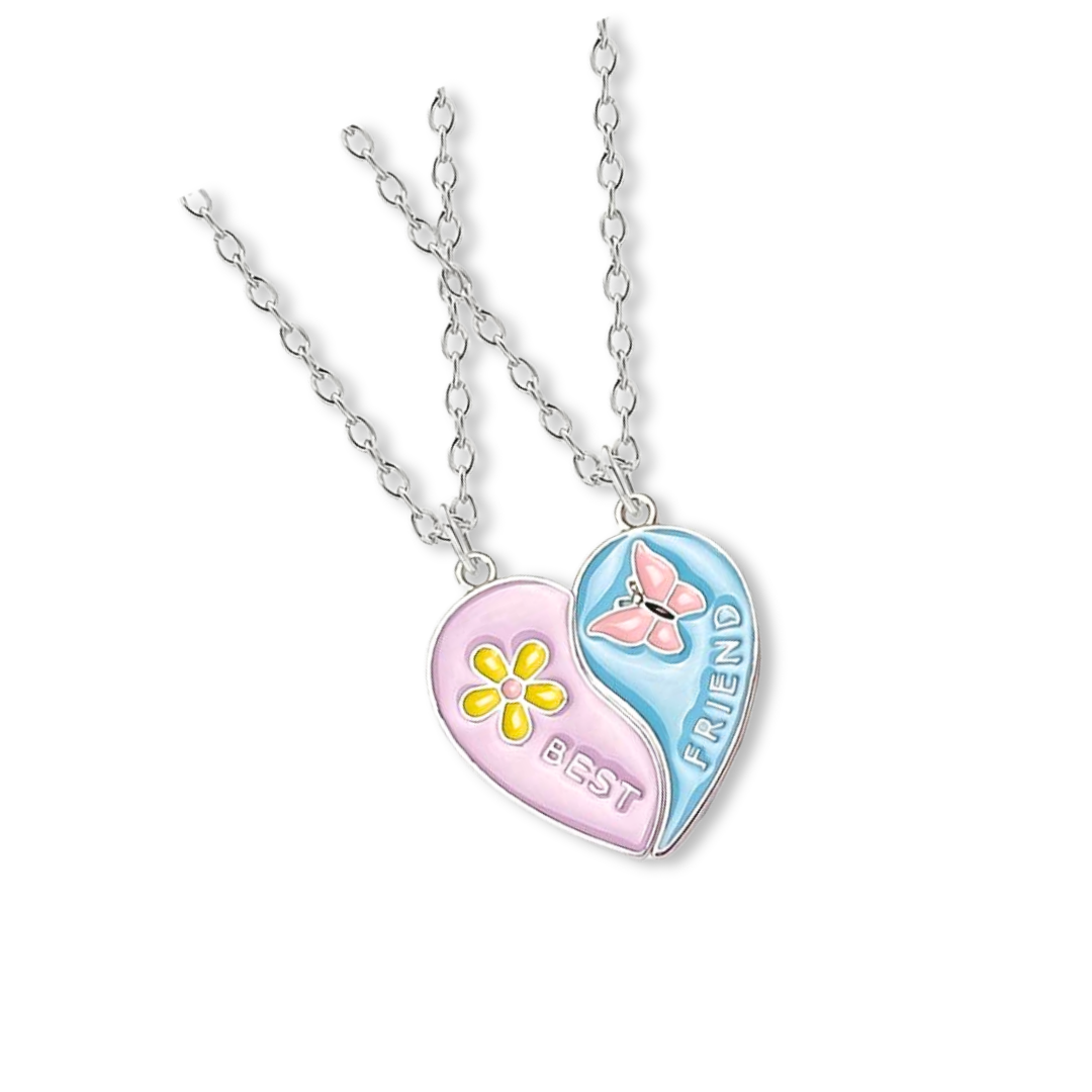 Best Friends Flower Heart Necklace - Little C Land