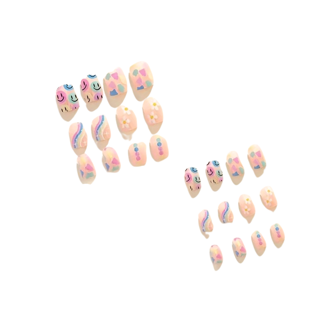 Glossy Flowers & Rainbows Faux Nails - Little C Land