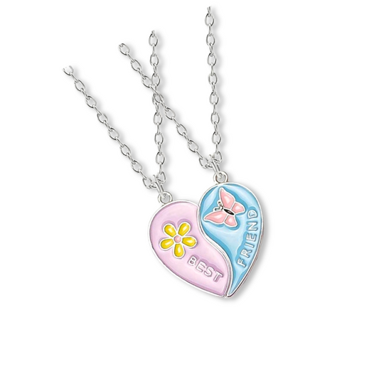 Best Friends Flower Heart Necklace - Little C Land