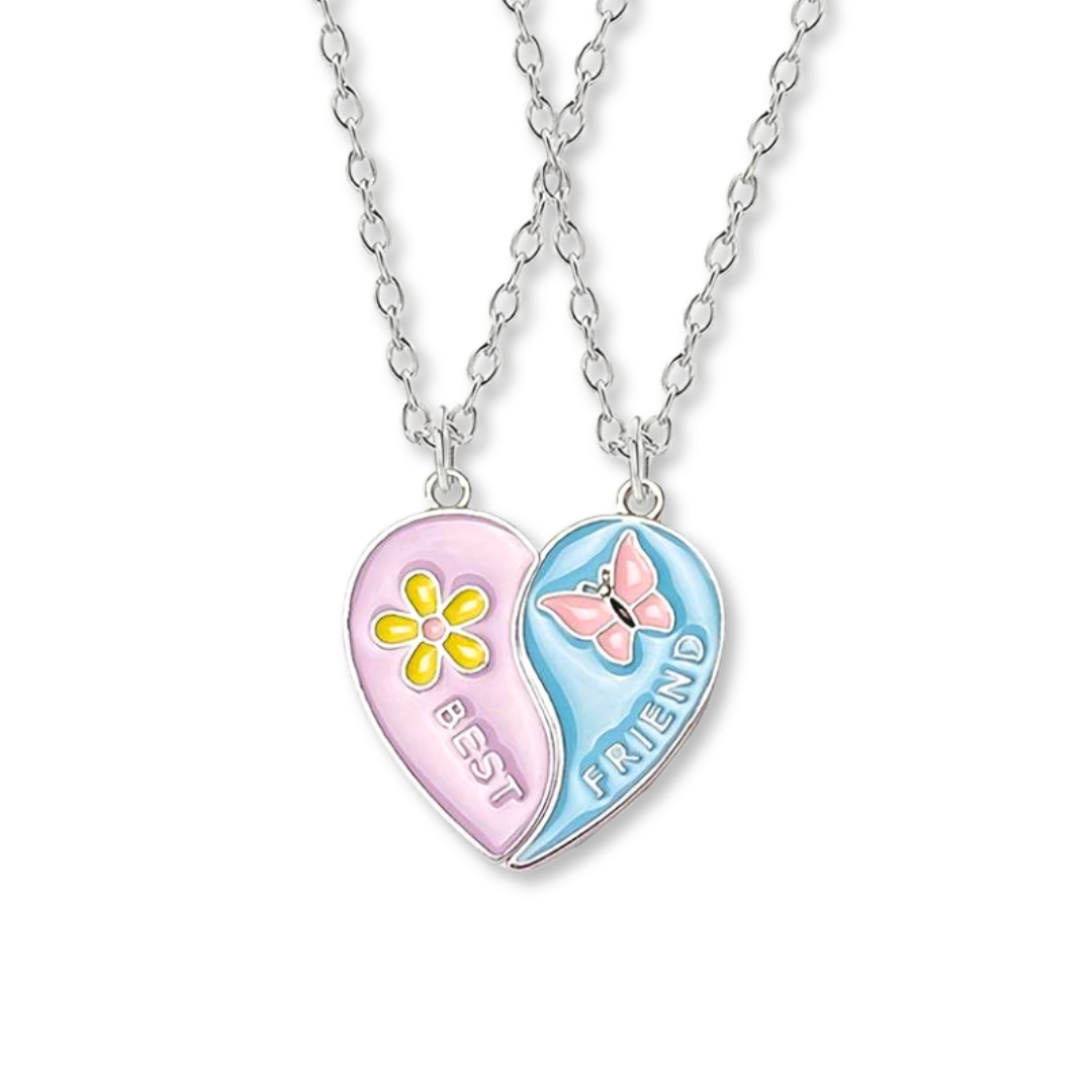 Best Friends Flower Heart Necklace - Little C Land