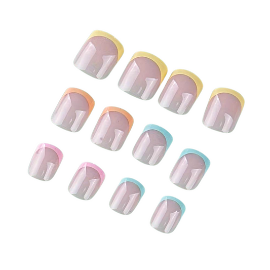 Glossy Colourful French Tip Faux Nails - Little C Land