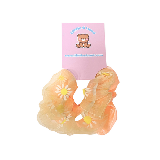 Neon Orange Sunflowers Scrunchie Set - Little C Land