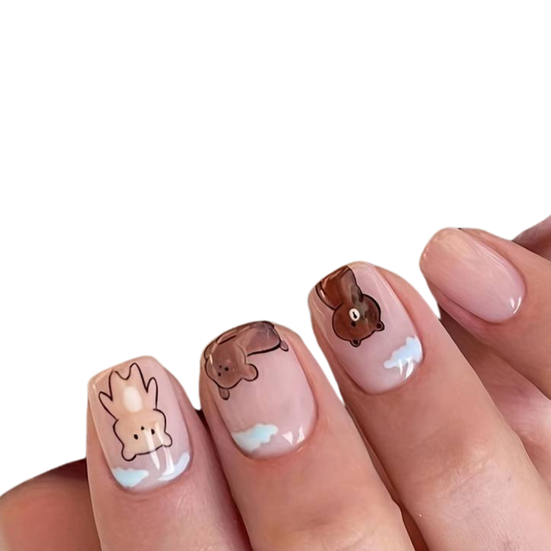 Glossy Brown Bear Faux Nails - Little C Land