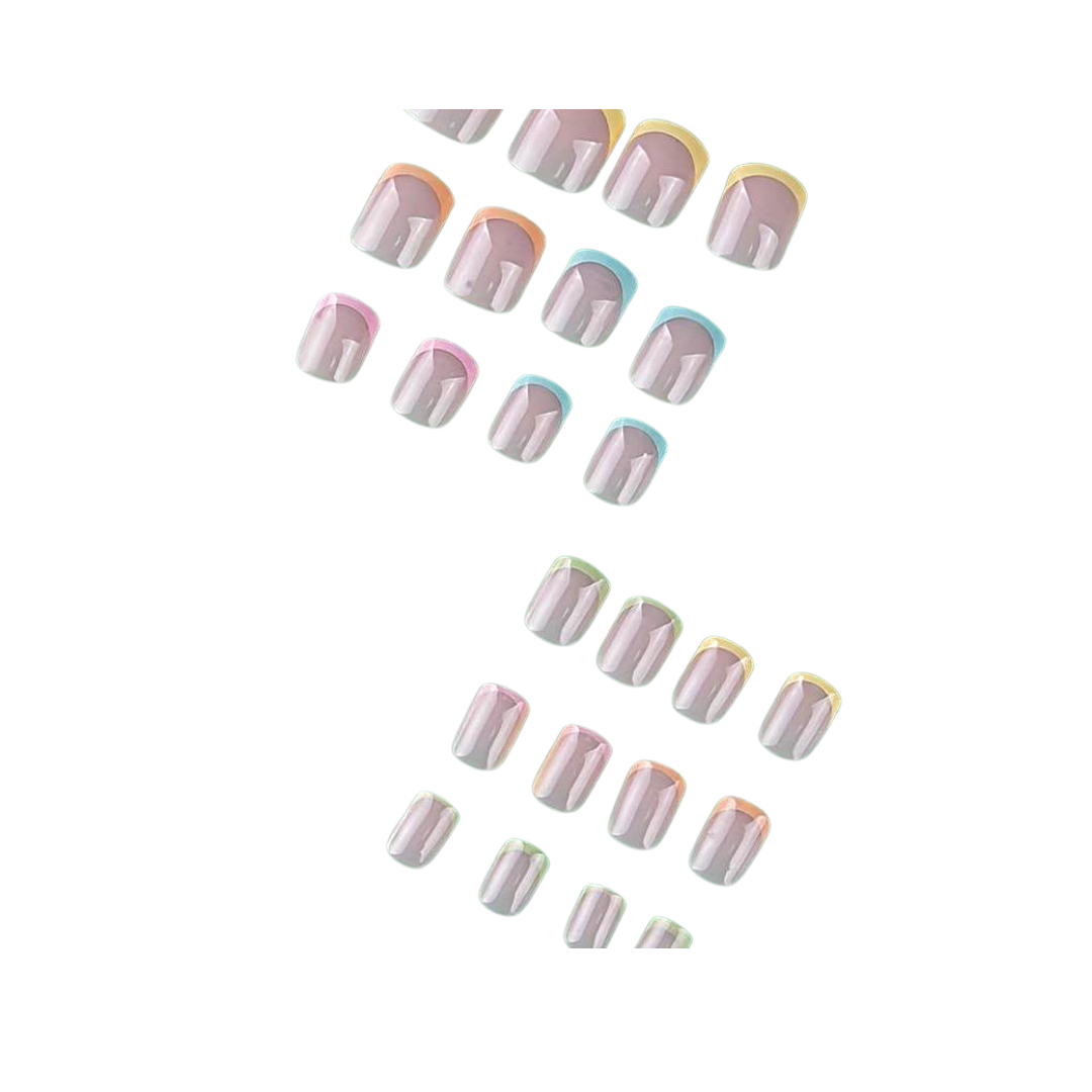 Glossy Colourful French Tip Faux Nails - Little C Land