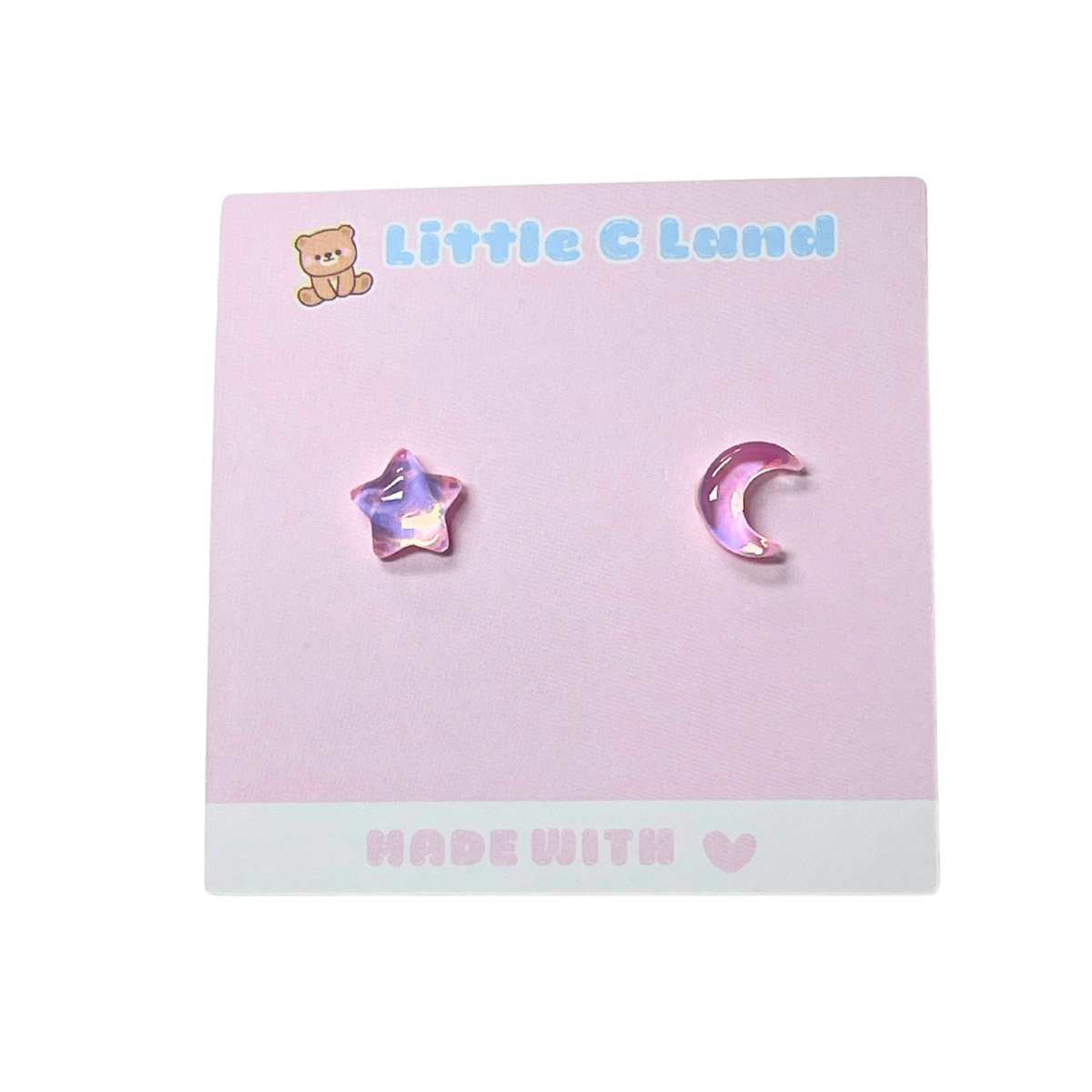 Pink Moon & Star Earrings