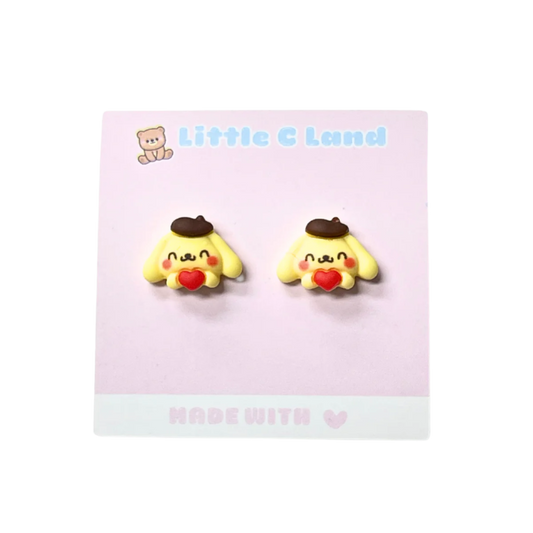 Pompompurin Heart Earrings