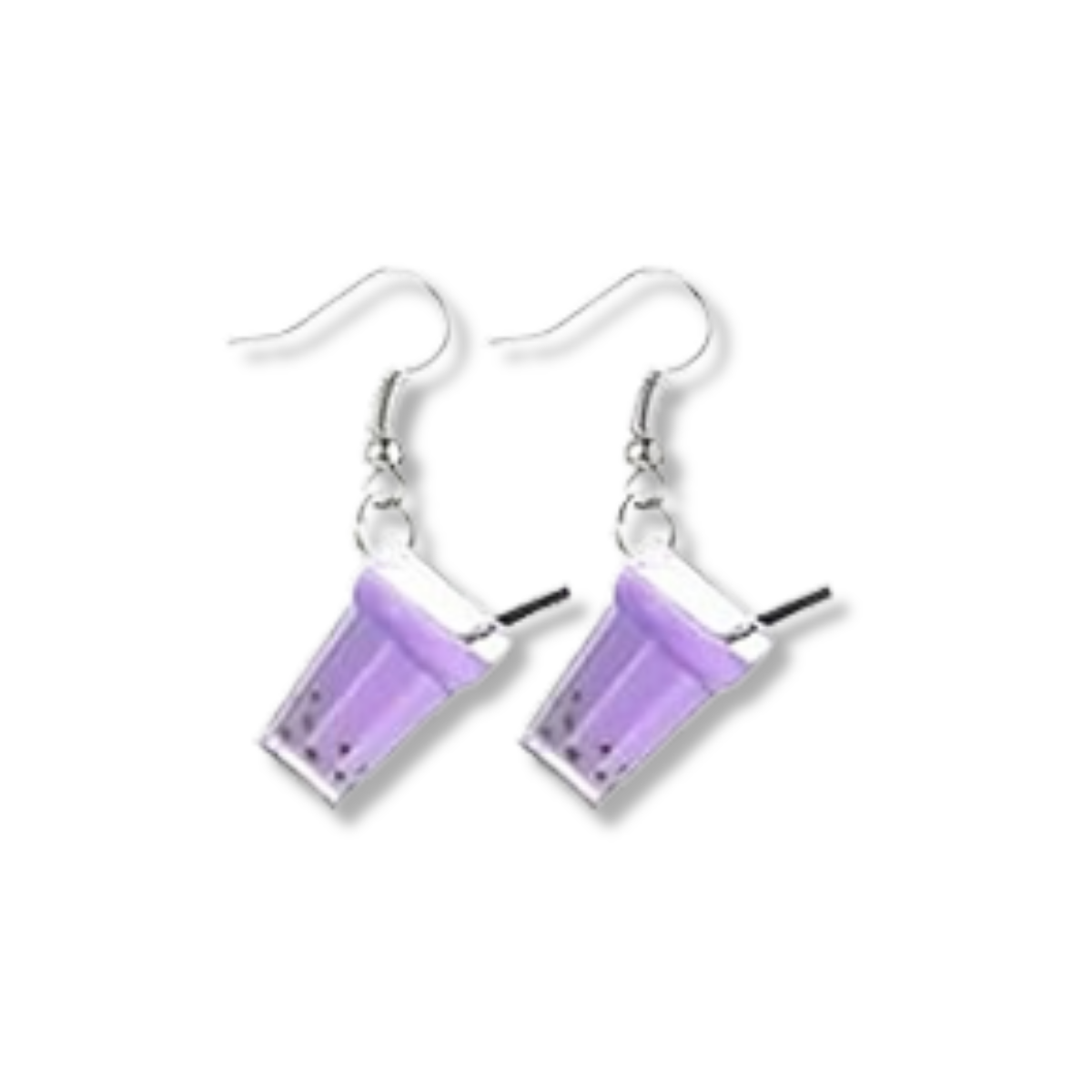 Boba Grape Milk Tea Dangle Earrings