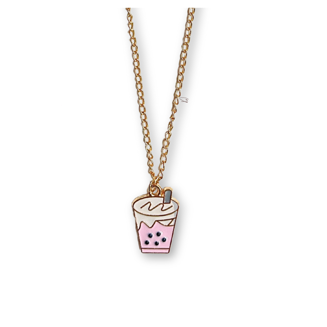 Boba Strawberry Milk Tea Necklace - Little C Land