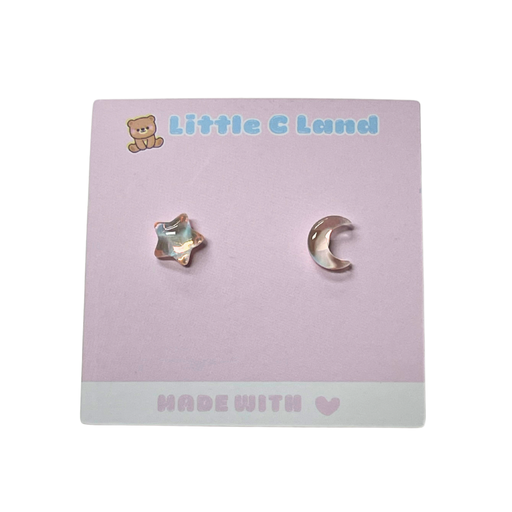 Shiny Moon & Star Earrings