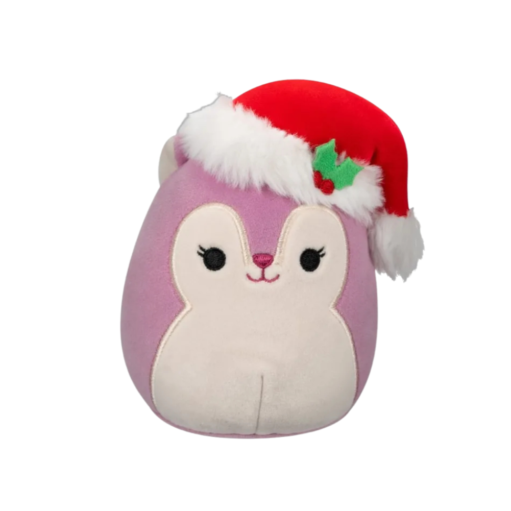 Squishmallows Alina the Squirrel with Santa Hat