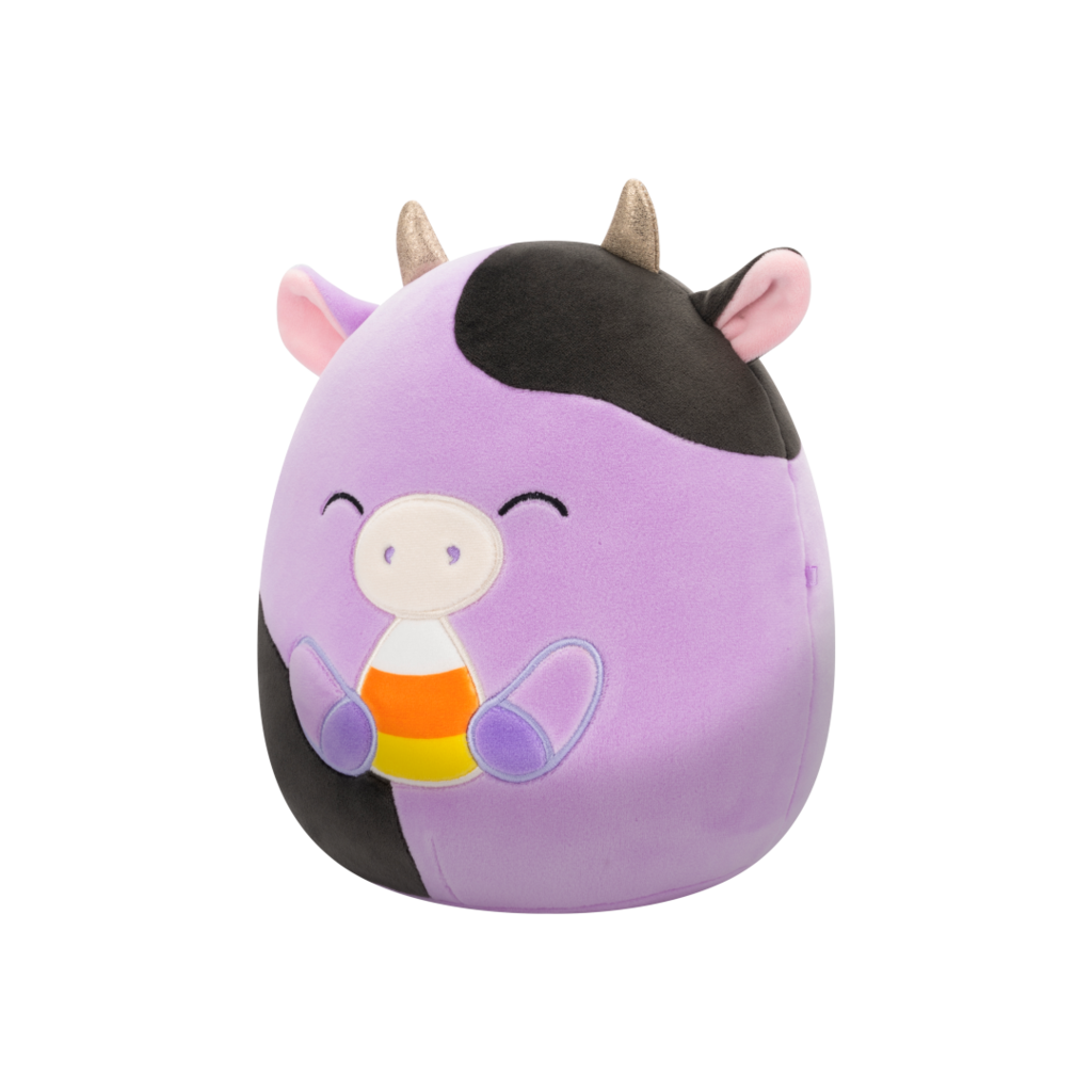 Squishmallows Halloween Alexie the Purple Cow Holding Candy Corn - Little C Land