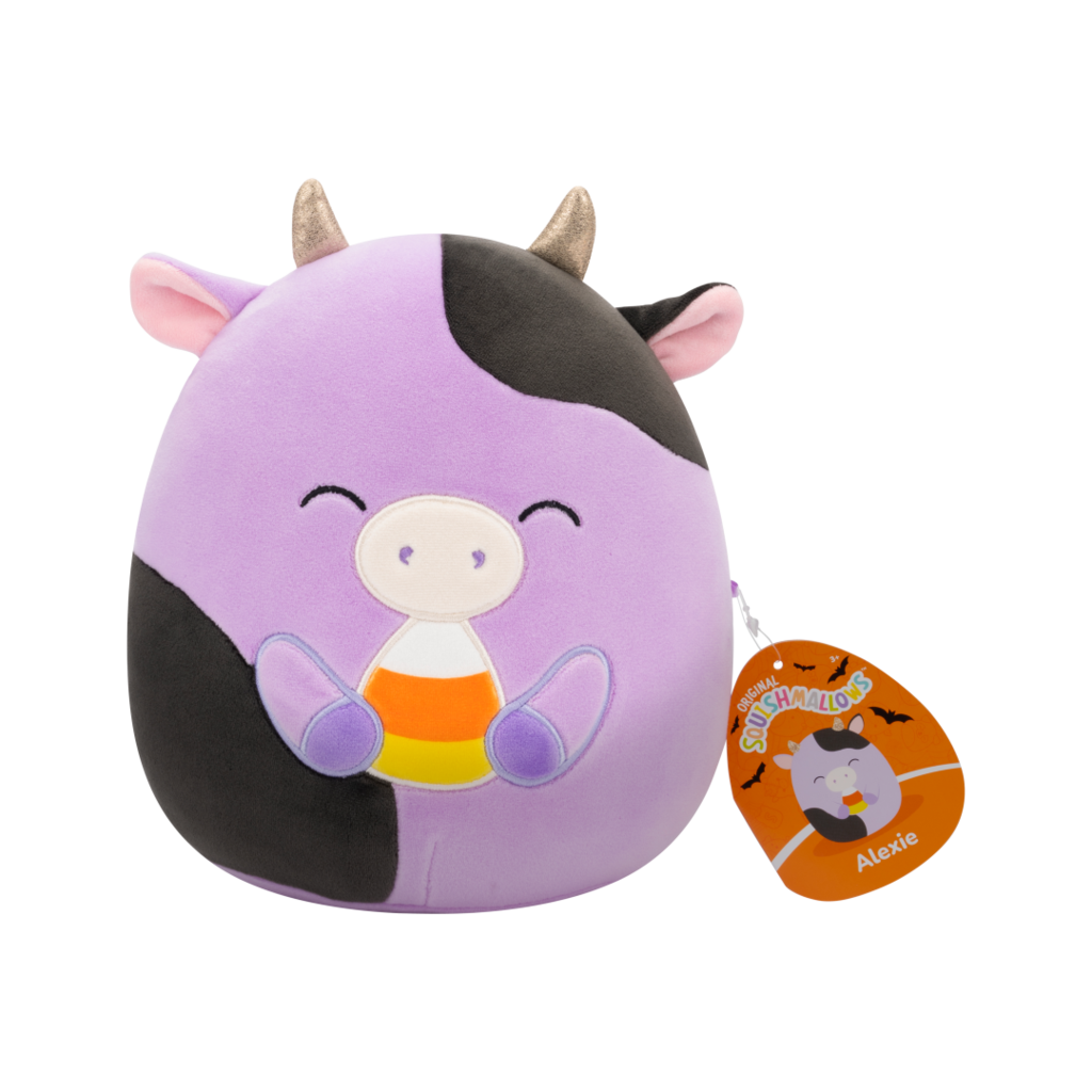 Squishmallows Halloween Alexie the Purple Cow Holding Candy Corn - Little C Land