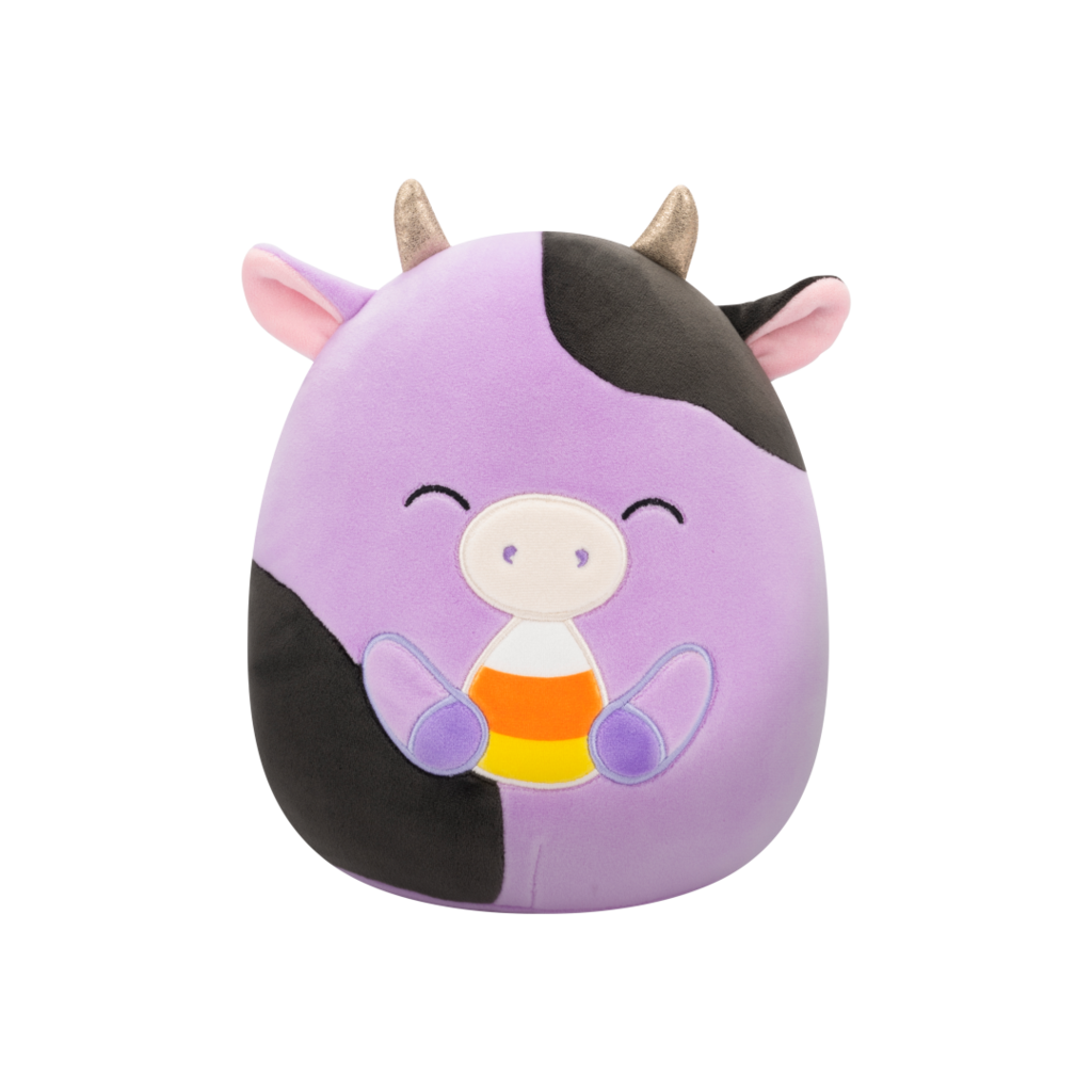 Squishmallows Halloween Alexie the Purple Cow Holding Candy Corn - Little C Land