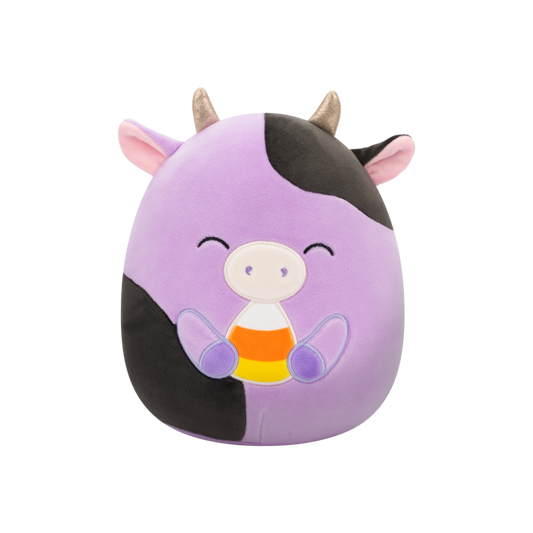 Squishmallows Halloween Alexie the Purple Cow Holding Candy Corn - Little C Land