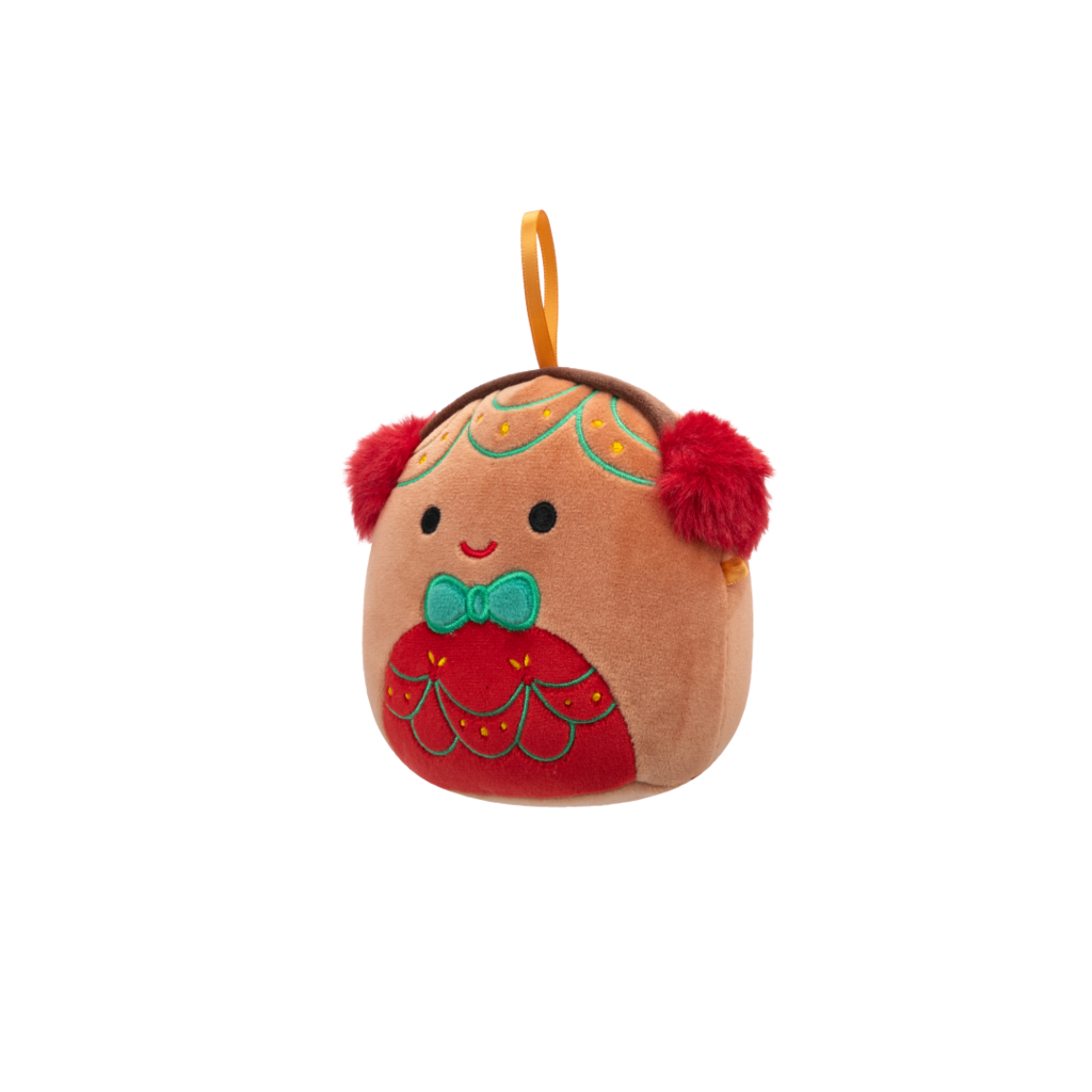 Squishmallows Cash the Christmas Gingerbread Ornament with Earmuffs