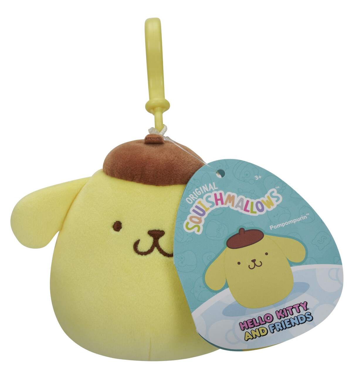 Squishmallows Sanrio Pompompurin Keychain Clip